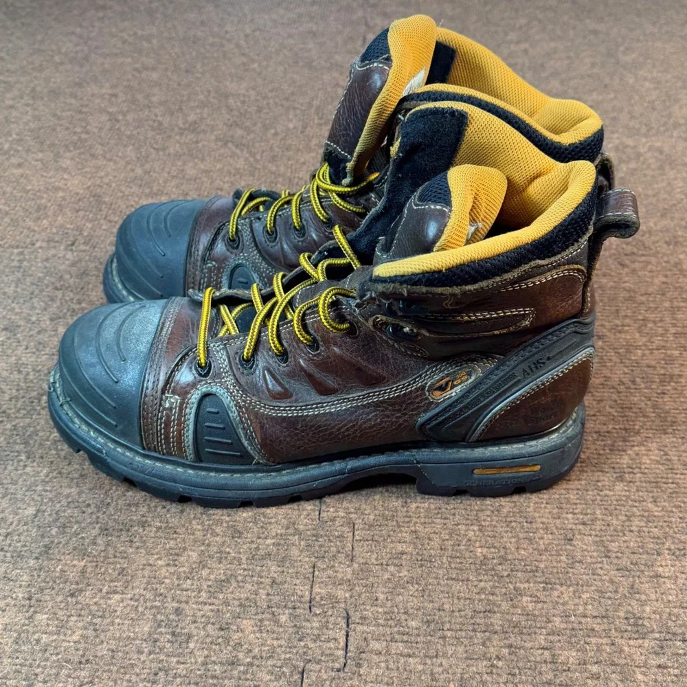 Work n Sport Mens Leather Work Boots Brown Safety Toe EH Rated 11.5 M 9246